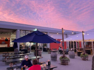 rising tide brewing and sunset