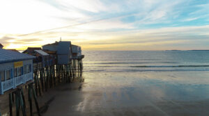 old orchard beach pier and sunrise